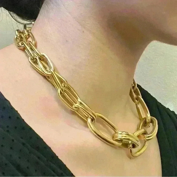 Anne Klein Womens vintage designer chunky paper clip toggle clasp necklace - Picture 2 of 8